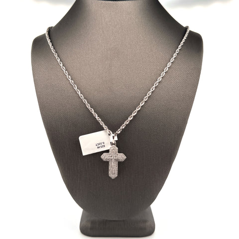 925 Silver Diamond cross pendant FREE ROPE