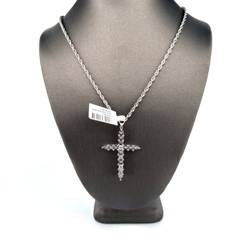 925 Silver Diamond cross pendant FREE ROPE