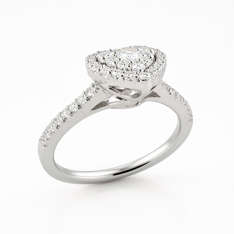 10K Heart Diamond Ring
