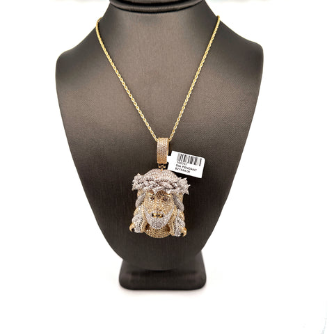 10K Diamond Jesus Pendant
