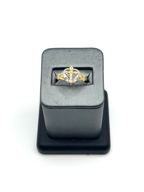 10KT CROSS HEART RING