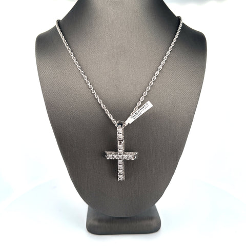 925 Silver Diamond cross pendant FREE ROPE