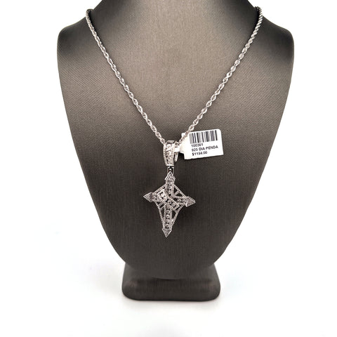 925 Silver Diamond cross pendant FREE ROPE