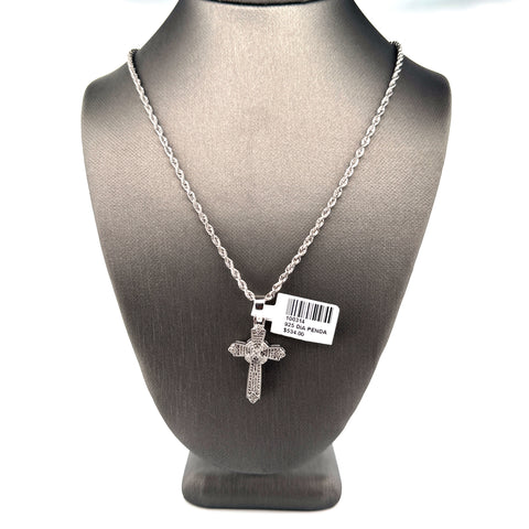 925 Silver Diamond cross pendant FREE ROPE