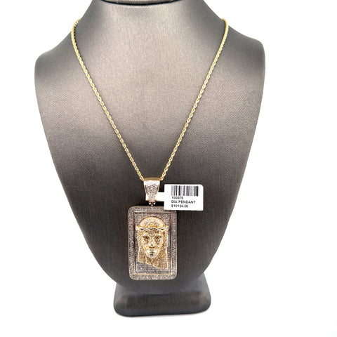 10K Diamond Jesus Pendant