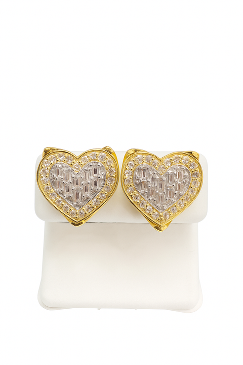 14K Gold Heart Diamond Earrings