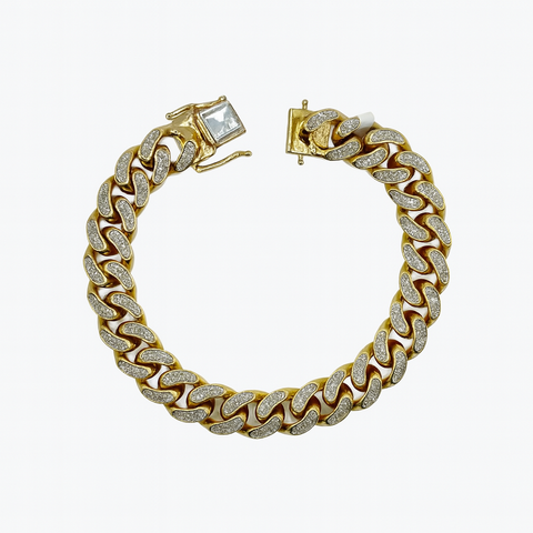 10KT DIAMOND CUBAN BRACELET