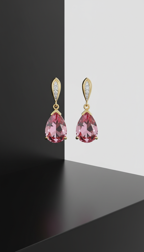 Vivid Pink Gemstone Drop Earrings