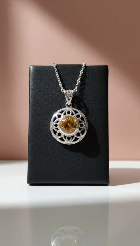 Sterling Silver Pendant Necklace with Minimalist Disc