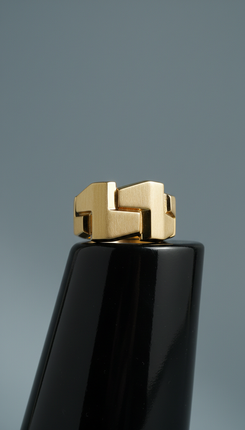 Gold Statement Ring with Sculpted Band